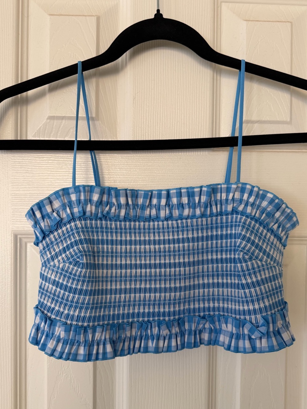 Colsie Blue Gingham Bandeau Crop Top